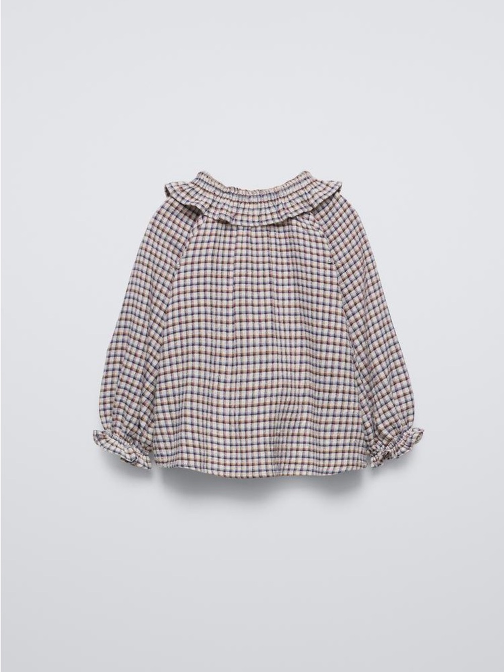 Zara Girls Plaid Ruffle-Collar Button Blouse - 3T - Picture 2 of 7